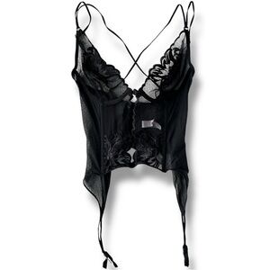 VICTORIA’S SECRET Black Sheer Lingerie Corset Bustier Top Sz 34 C